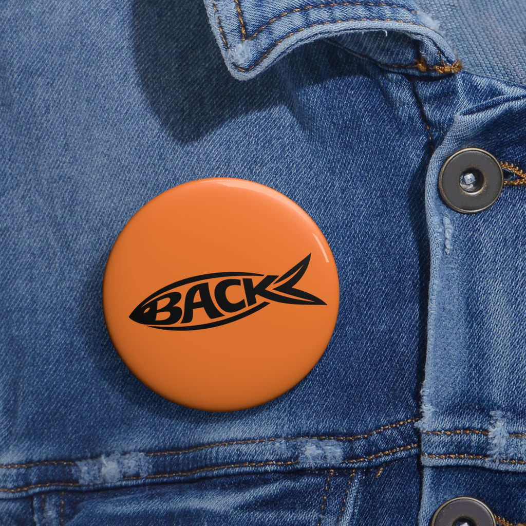 Orange Fishback Logo Pin Button