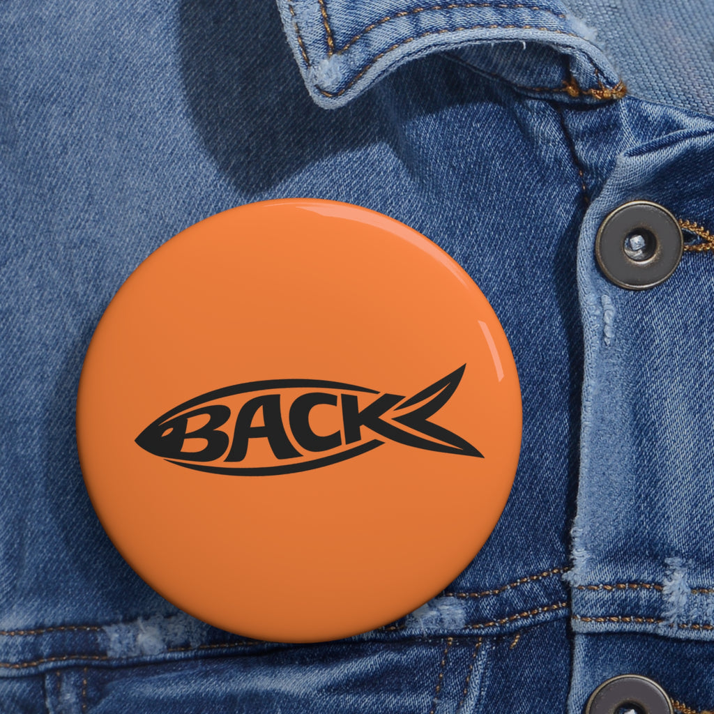 Orange Fishback Logo Pin Button