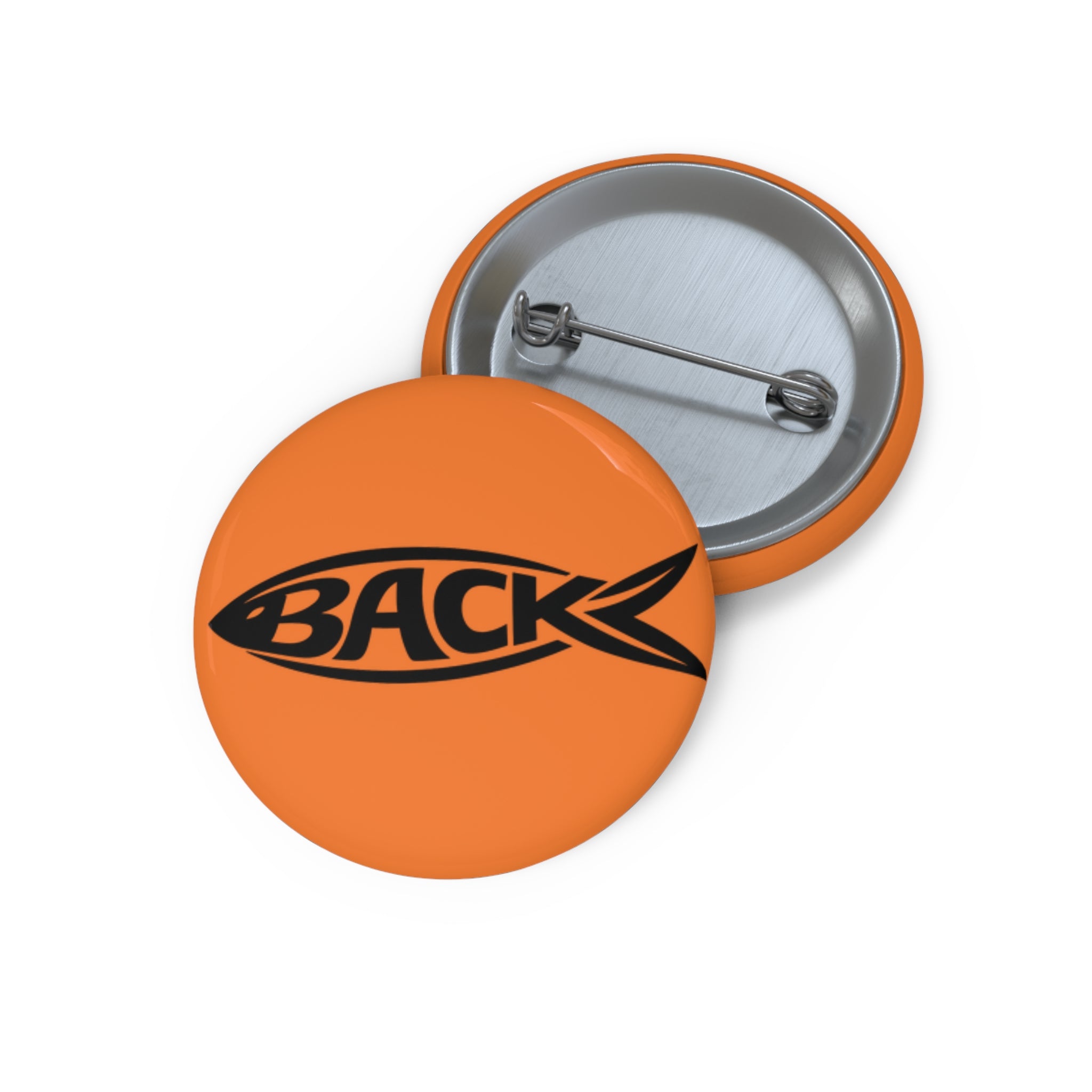 Orange Fishback Logo Pin Button