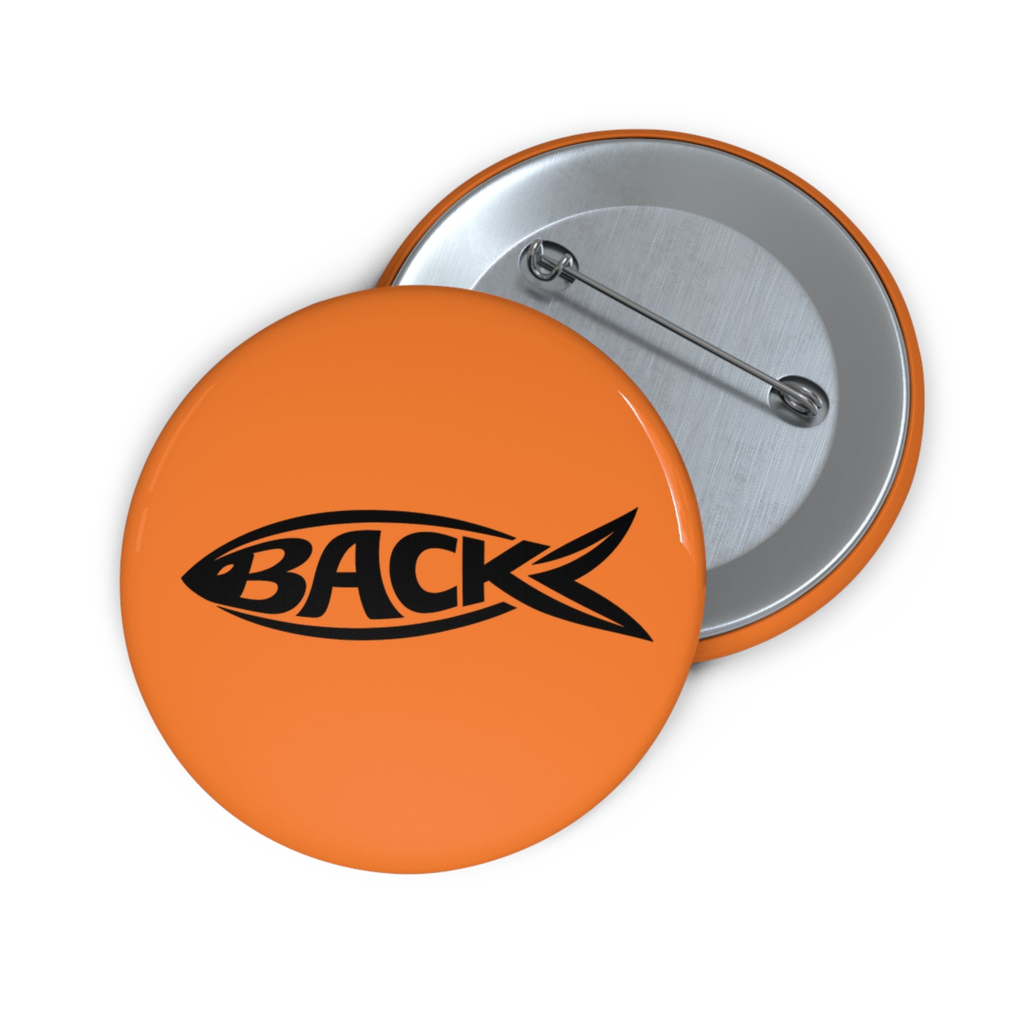 Orange Fishback Logo Pin Button