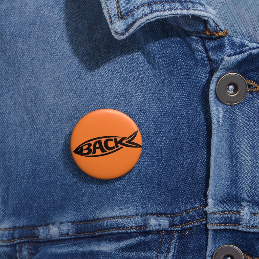 Orange Fishback Logo Pin Button