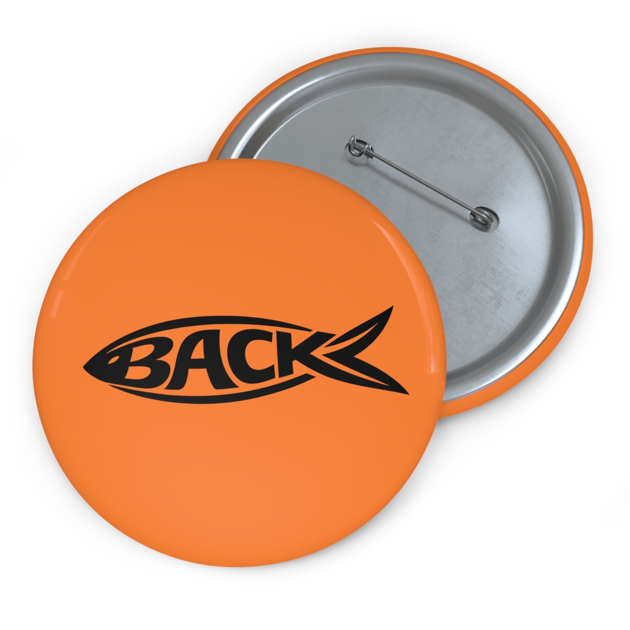 Orange Fishback Logo Pin Button